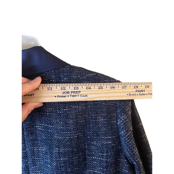 NWT Adrianna Papell Navy Blue Sparkle Open Front Long Sleeves Blazer Jacket 14 - Picture 9 of 10